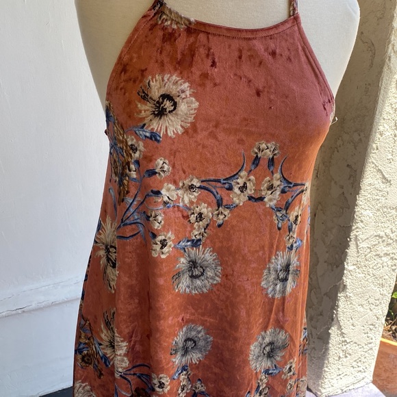 Wishlist Velour Orange Floral Dress Size Medium - Picture 2 of 9
